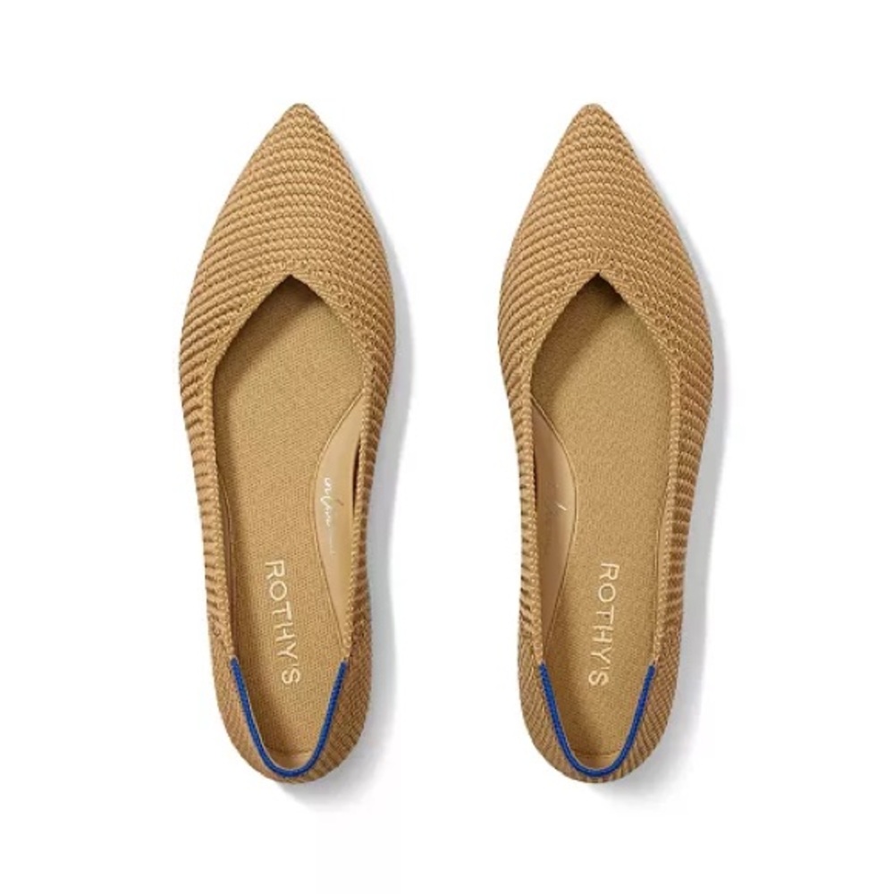 Rothy's Pointed Ballet Flats in Camel